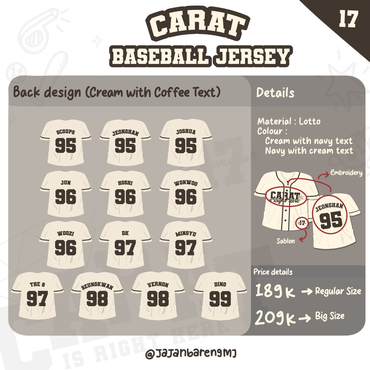 jajanbarengmj's tweet photo. pre - order carat baseball jersey ⚾️💎

available 2 color / 2 version
- reguler size 189k &amp; big size 209k -

link order &amp; details : https://t.co/39chqmd5yD

overseas GO are welcome &amp; kindly dm me!🙆🏻‍♀️🩵 https://t.co/IyNXlhthAG