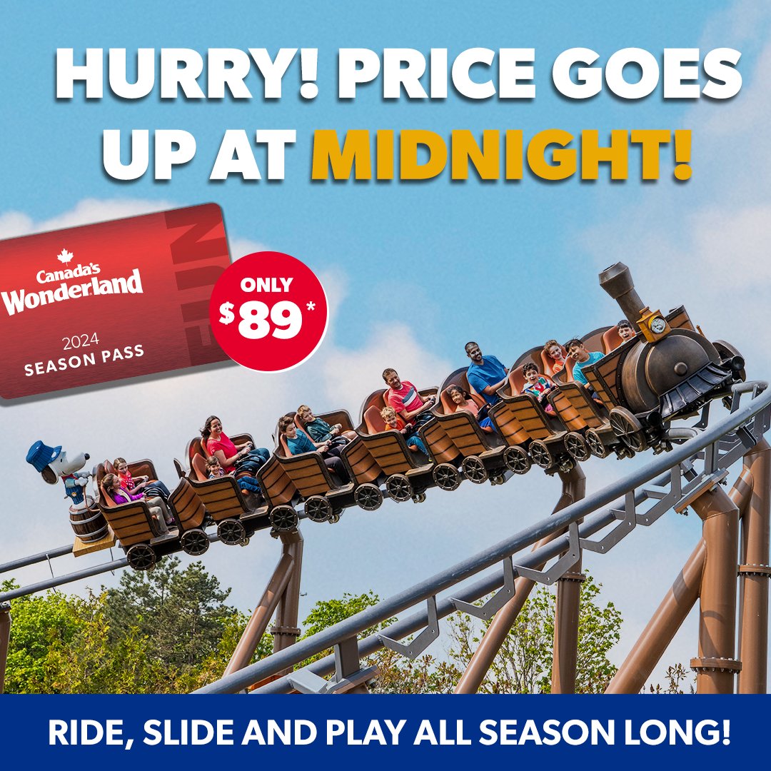 🚨 Last Call!! Season Pass prices go up at midnight! Nab yours for just $89* and enjoy more than 200 attractions, 18 roller coasters, live entertainment, events and more all season long! Get your Season Pass before the price goes up! bit.ly/44MnC12