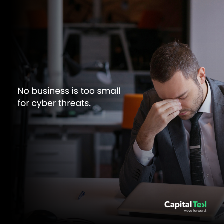 CapitaltekOtt's tweet photo. Think you're too small to be hacked? Think again. Small businesses often lack the robust cybersecurity measures that larger companies might have, making them appealing targets for cybercriminals. 💯

Protect yourself today: https://t.co/v0AnyAqEMq

#CyberSecurity #CyberThreats https://t.co/d2oeXX6pdJ