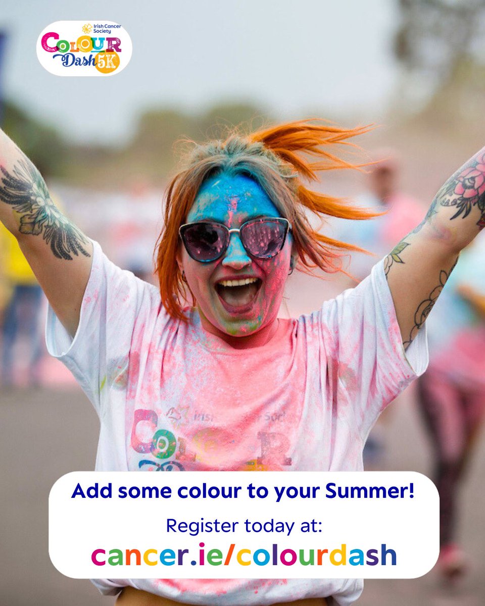 Secure your spot for the most vibrant event of the year!🎉 Colour Dash returns on Sunday June 30th! By taking part you're supporting our crucial supports for Children, Adolescent, and Young Adults (CAYA) & their families affected by cancer across Ireland cancer.ie/colourdash