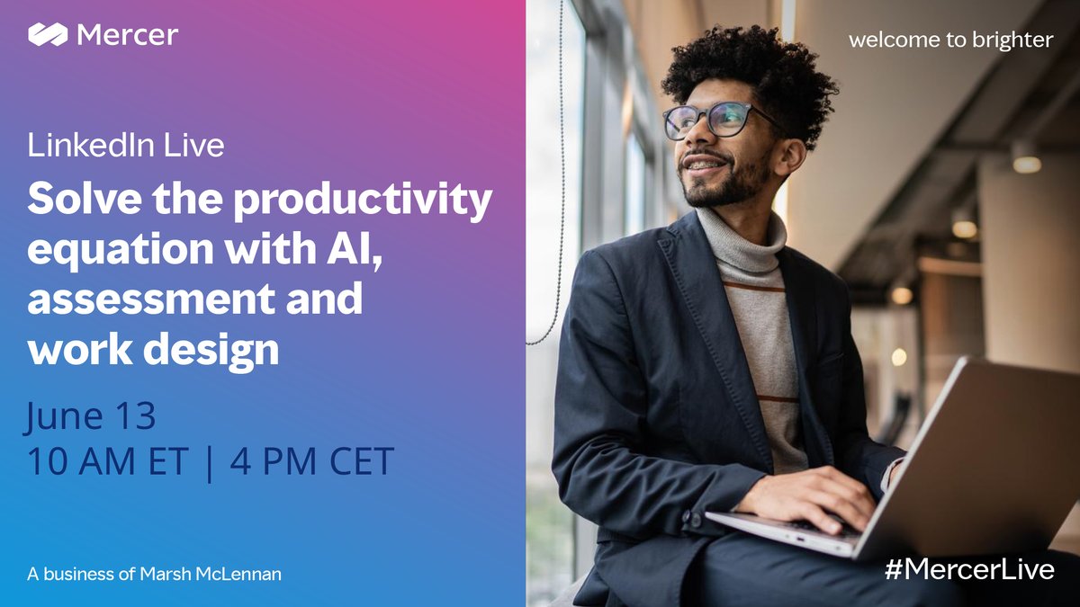Improving productivity is the top driver of transformation plans in 2024, but how can leaders ensure an equitable transition? Join our #MercerLive as we explore productivity, #AI and the #FutureofWork. bit.ly/4aIk5Cx #HR