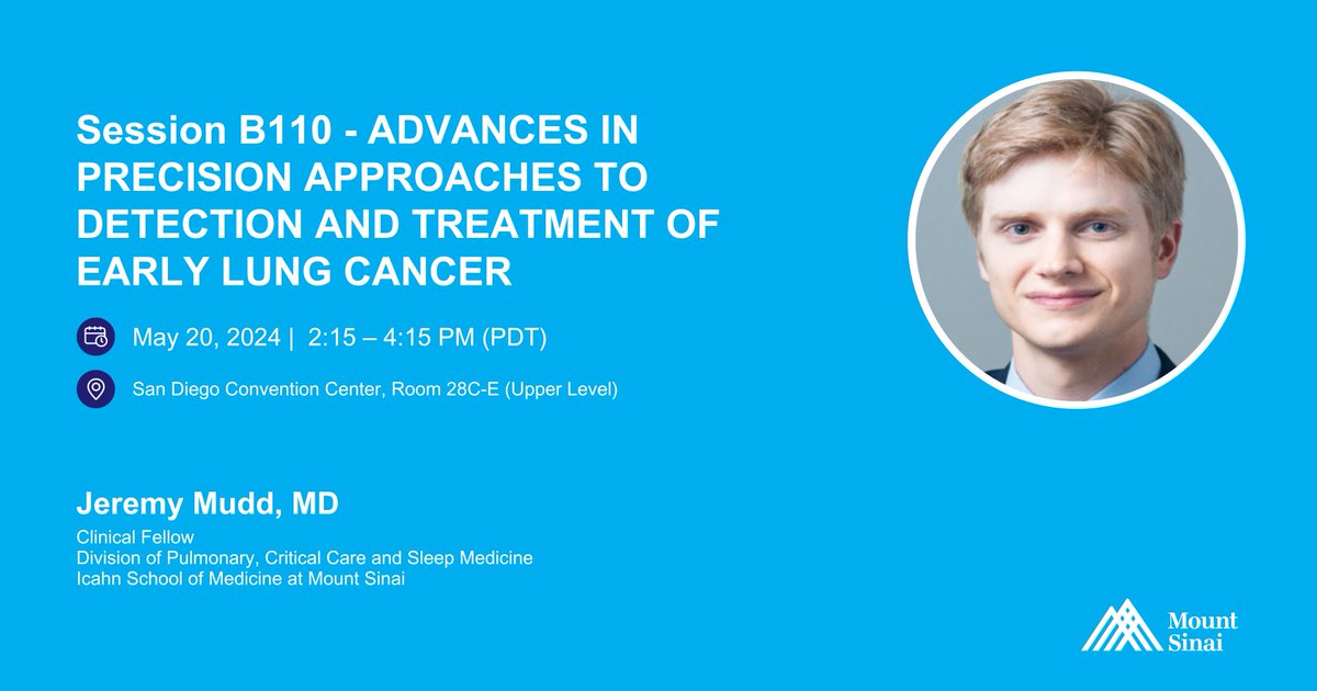 DOMSinaiNYC's tweet photo. Join us at #ATS2024 where Jeremy Mudd, MD will be presenting in Session B110 on "Advances in Precision Approaches to Detection and Treatment of Early Lung Cancer." 

Learn more: https://t.co/dt5DL3zqmS

#LungCancer #ATSConference @IcahnMountSinai @Respiratory_NYC https://t.co/nRLOe5QN79