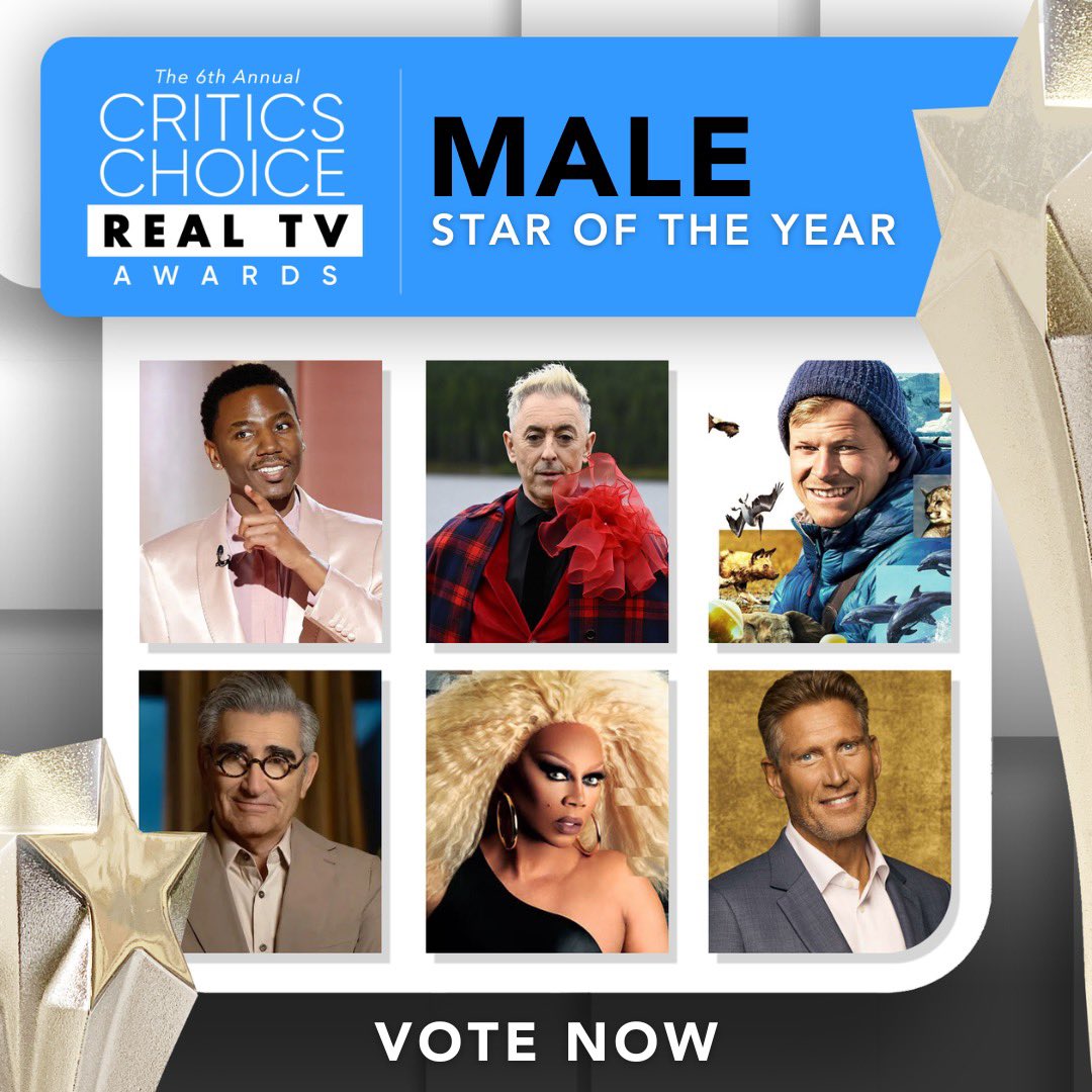Who will win the 2024 Critics Choice Real TV Awards - MALE STAR OF THE YEAR? ⭐️⭐️⭐️⭐️⭐️ Vote for your FAVE to win at criticschoice.com. Voting ends June 4th, 2024, at 9PM PT. ⭐️Jerrod Carmichael – Jerrod Carmichael Reality Show ⭐️Alan Cumming – The Traitors ⭐️Bertie