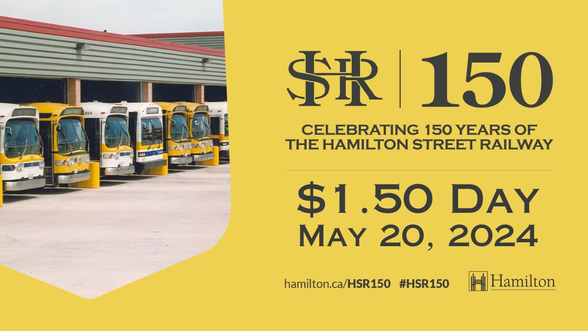It's $1.50 day!!! Time to head out and enjoy the long weekend sunshine. Whether you pay cash, PRESTO, debit or credit, your ride is $1.50 today, May 20. 

hamilton.ca/HSR150
#HamOnt
