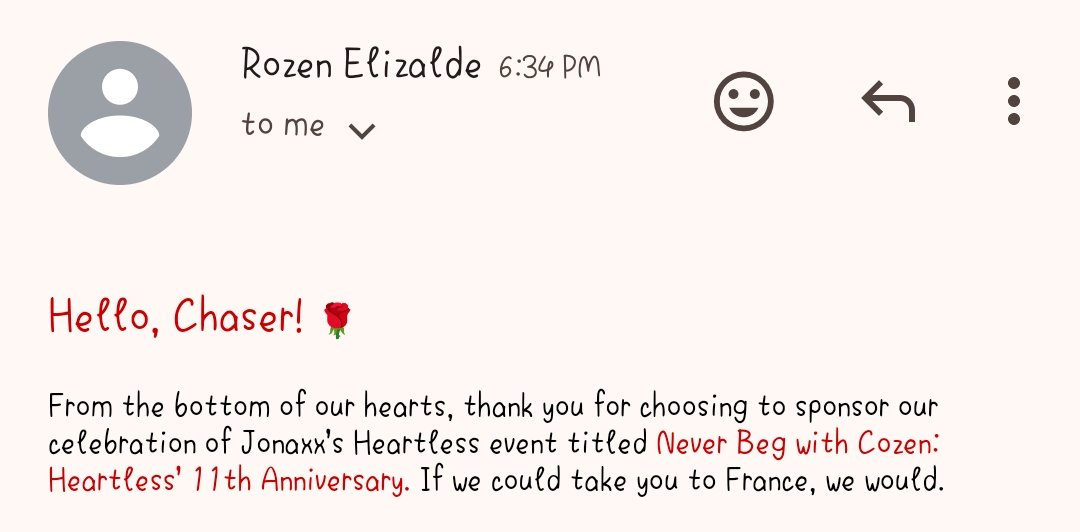 Wait, nag-email yung asawa ko. Bye muna kinikilig pako. #NeverBegWithCozen #Chasing11HeartlessYears