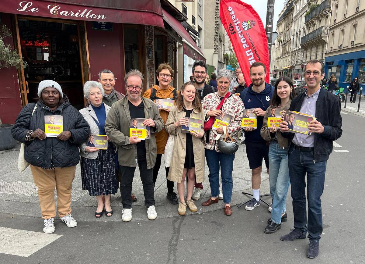 De plus en plus de militants et d'électeurs parisiens soutiennent notre liste @placepublique_ - @partisocialiste pour #réveillerleurope ! La  preuve hier dans les 5e, 9e et 10e arrondissements. On va l'avoir notre Europe sociale, solidaire et écologique ! 🇪🇺