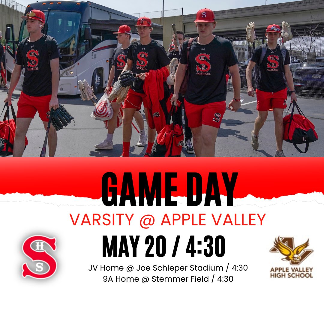 ShakoHSBaseball's tweet photo. The boys are taking it on the road and travel to Apple Valley today.  Good Luck Sabers! https://t.co/RxCxej7hWr