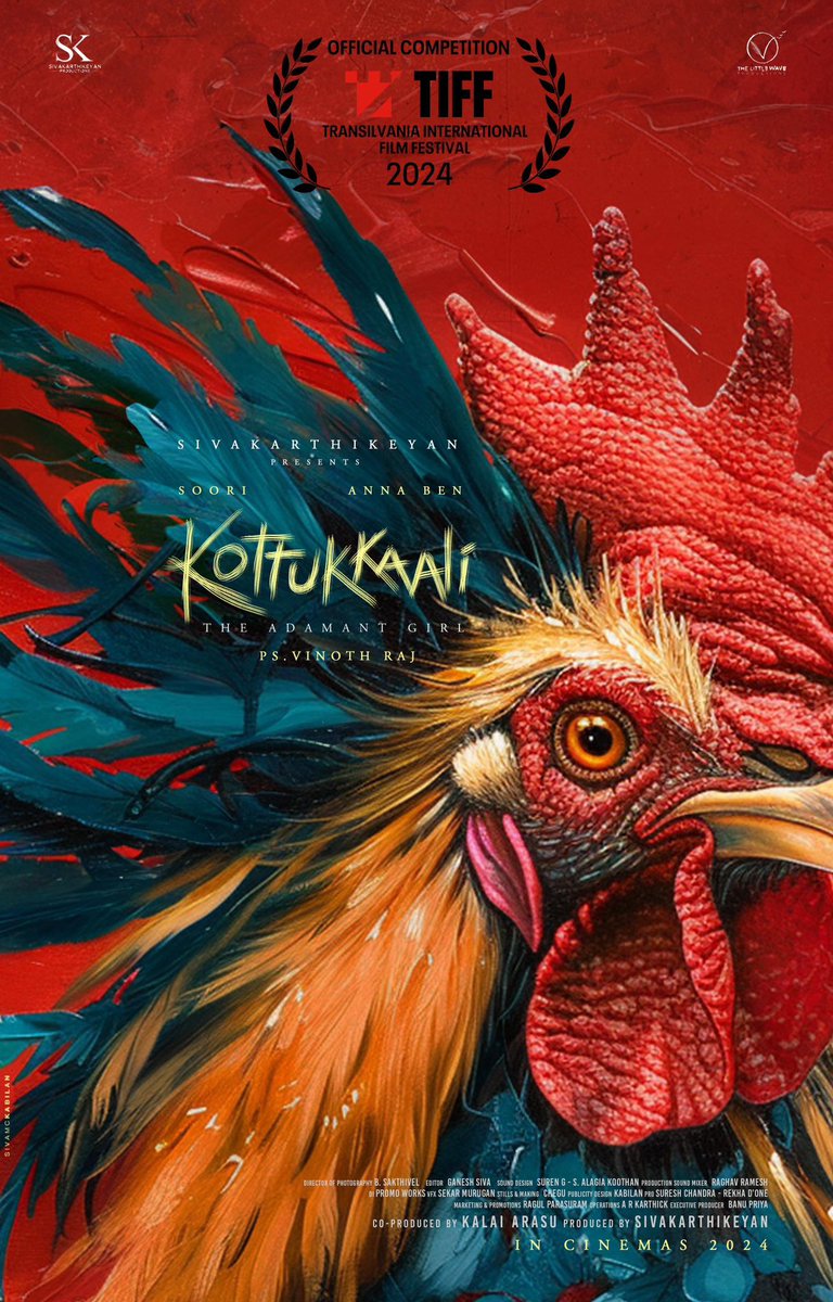 After the superb reception at @berlinale, #SKProductions's #Kottukkaali has been selected for the official competition of the Transilvania International Film Festival - @TIFFromania 👌 @Siva_Kartikeyan @KalaiArasu_ @SKProdOffl @sooriofficial @PsVinothraj @benanna_love