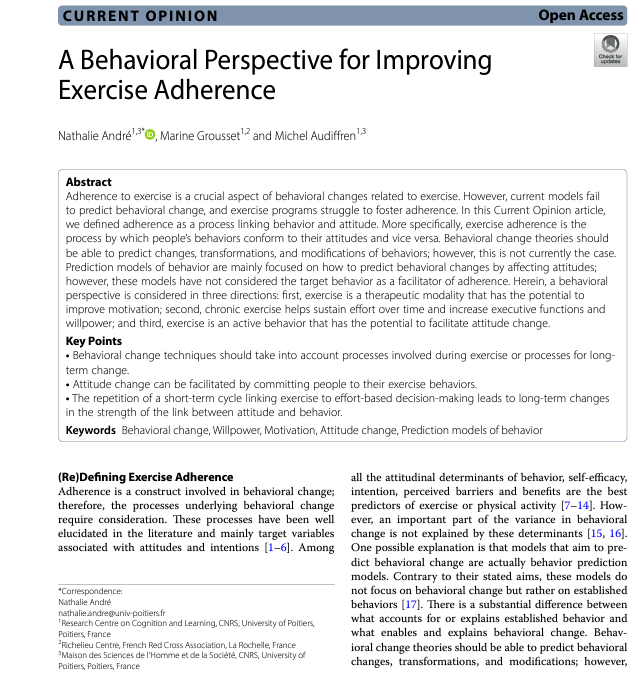 📚Exercise adherence can be improved by focusing on immediate purposes, maintaining effort over time, and facilitating attitude change. Understanding these behavioral mechanisms can help promote long-term behavior change. 💪🏋️‍♀️#ExerciseAdherence #BehaviorChange