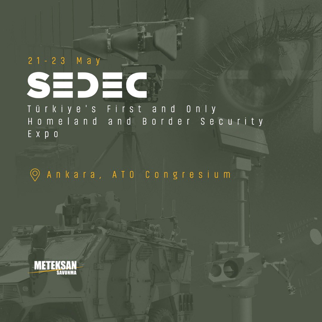 Kritik tesis ve sınır güvenliğine yönelik ürünlerimiz, elektronik harp sistemlerimiz ve insansız deniz araçlarımız ile, 21-23 Mayıs 2024 tarihleri arasında Congresium Ankara’da düzenlenecek #SEDEC’deyiz. We are going to participate #SEDEC2024, which will be held at Congresium