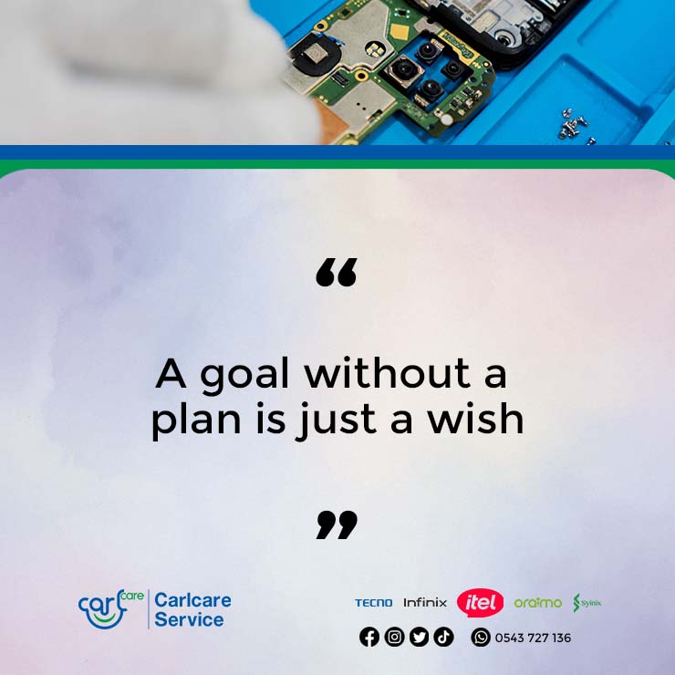 'A goal without a plan is just a wish.'
This week, visit the Carlcare service to repair your broken screen.
With just a click [bit.ly/CarlcareGHRese…] with just a click.
#CarlcareService #YesWeCare #onlinereservation #happynewweek
Kudus | #Fella | Yolo | Presibent Akufo-Addo