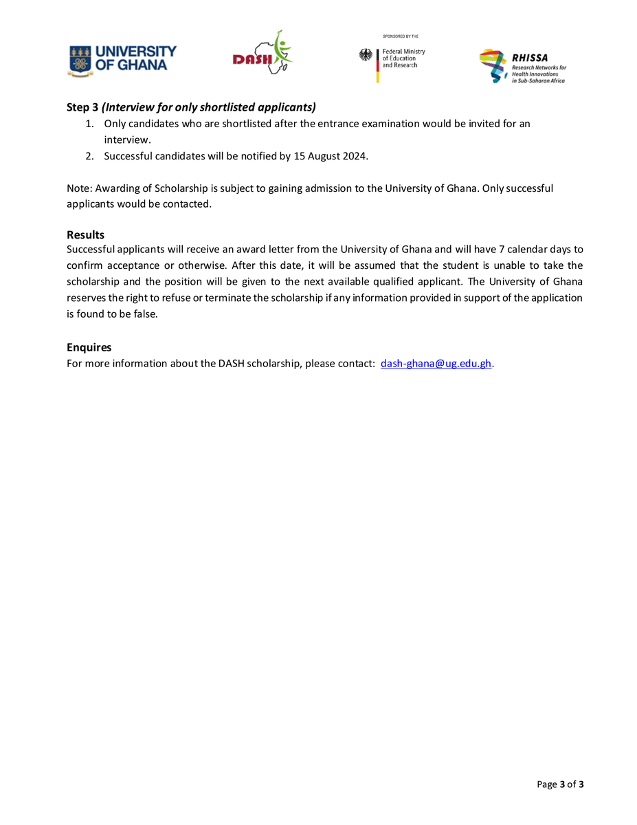 🎓📢 Call for Applications – DASH Master’s and PhD Scholarship in Adolescent Health 2024/2025 🌍📚

<a href="/UnivofGh/">University of Ghana</a>
