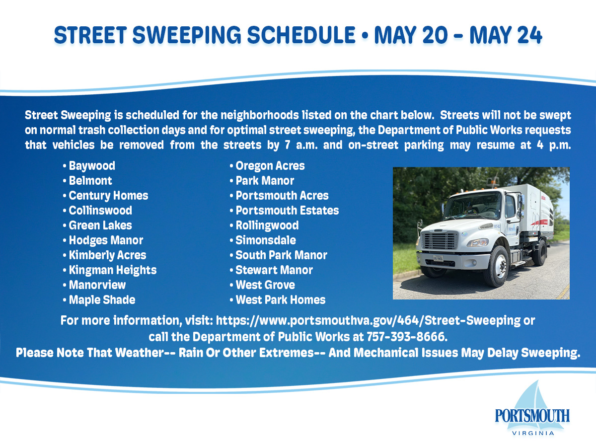 Heads up Portsmouth! Here is this week's Street Sweeping Schedule⚠️