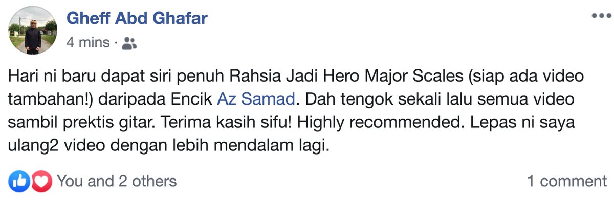 Gheff dah dapatkan Rahsia Jadi Hero Major Scales Anda pula bila? Klik untuk dapatkan kursus video pilihan lebih 1,000 gitaris: azsamadmusic.gumroad.com/l/rjhms