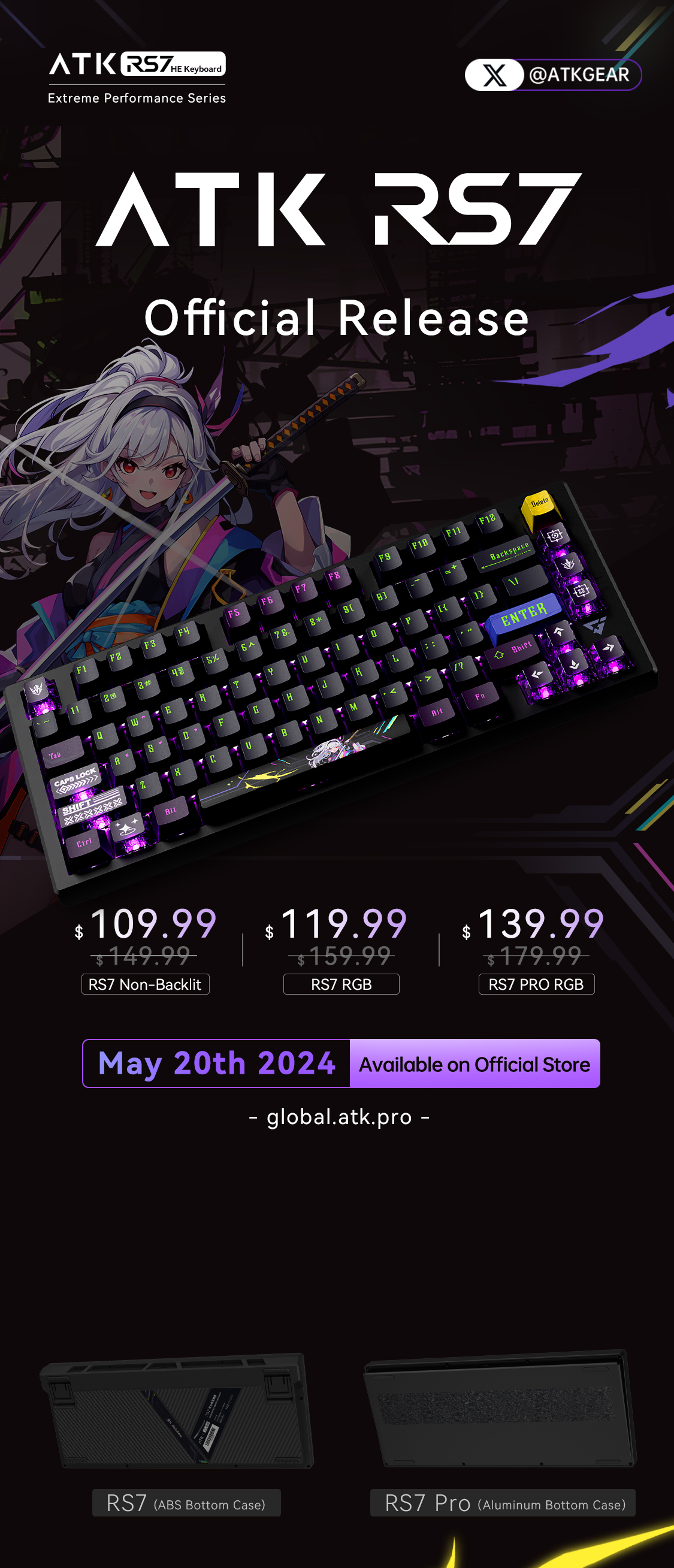 ATK RS7 Pro Customized Magnetic Axis Keyboard 8K Smart Speed X Quick  Trigger RGB Aluminum Alloy Wired Esports Game Keyboard PC - AliExpress