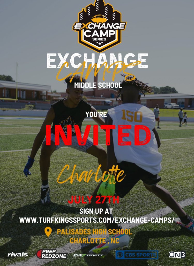 Thanks For The Invitation @eXchangeCamps‼️ @CoachDaniels06 @TheUCReport @LL7NV @CoachBateman @AcesSpotlight @ArmyBowlCombine @CoachCalley21 @Lliott_Curry @AGR_Recruiting @CoachJackson623 @HS_Next_Stop @LFC_FOOTBALL @NEGARecruits @deucerecruiting @RecruitGeorgia @CoachK_Smith