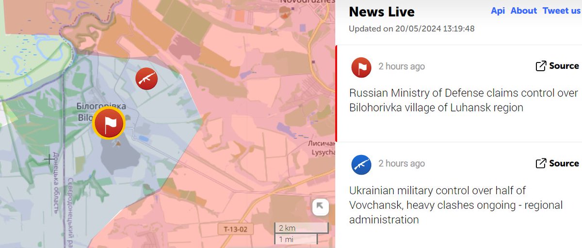 FBEnemyLines's tweet photo. Russian MoD: "Units of the Yug Group of Forces completely liberated #Belogorovka (Lugansk People's Republic) and took more advantageous lines and positions."
Significant.
#Ukraine #Russia #RussianOffensive https://t.co/x9udAJ3Fje