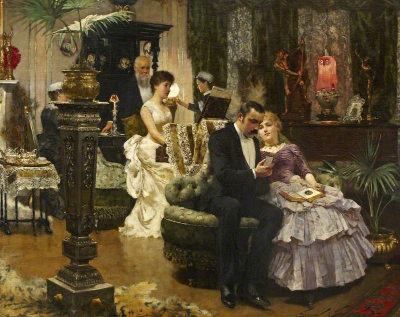 A Conversation Piece by Solomon Joseph Solomon (English artist, lived 1860–1927). Nouveau riche, I suspect. 🤔