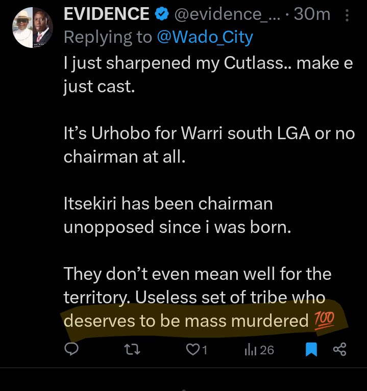 Lord_Of_Warri's tweet photo. Whenever an Urhobo man is governor, the Urhobos want war, either with Ijaws or with Itsekiris. But they forget that it has never favored them, maybe because most of them weren’t even born at the time.

Felix Ibru (Urhobo) served as governor from 1992 to 1993.

In 1992, Urhobos attacked Itsekiris during our coronation parade in Warri. We defended ourselves, and 4 Urhobos died, with no single Itsekiri casualty recorded.

In 1993, Urhobos attacked Itsekiris again during a parade. Yet again, Itsekiris defended themselves, and 2 Urhobos died, but they claimed 10 Urhobos died to the media.

James Onanefe Ibori (Urhobo) served as governor from 1999 to 2007.

In 2000, Idimi-Sobo (Urhobo quarters) attacked Okere community by orders from Okumagba, killing two Itsekiris in the middle of the night. Itsekiris retaliated and set their houses on fire. Urhobos reported large casualties.

In 2002, an Urhobo compound in Ereku land, Odion community, under Itsekiris, tried to attack Itsekiris. It didn’t end well; their houses were destroyed, and they fled from the community.

In 2004, during the Warri South election, Urhobos attacked Itsekiris. Over 200 Urhobos were injured in Itsekiri retaliation, and more fled from Warri for over 3 months without returning.

Now, in 2024, Sheriff Francis Orohwedor Oborevwori (Urhobo) is the current governor. As usual, the Urhobos are campaigning to massacre the Itsekiris so they can take their lands and political rights.

I’ve said this before, and I will say it again: if they think this is 2004, they are surely living in an illusion. An attack against Itsekiris will end in their immediate removal from our lands with full force. We will not be intimidated to give them our LGA; never, and we are not joking about it this time around. We will not back down. The reason they always talk about war is that these Urhobos haven’t seen war—not small community fights, but war.

We have seen war, and we have fought wars. We have gotten our own shares of victories and losses. The reason we have been peaceful in giving the Ijaws and Urhobos political benefits at our own expense was for the sake of peace, since the Delta State government supports them. But if the Urhobos want war with Itsekiris, they should know that they will be eradicated from Itsekiri lands. We will, without any doubt, respond to any threats or attacks to our people. Itsekiri nation is ready to defend itself against any form of aggression.

By Lord_of_Warri on 𝕏 (Twitter).