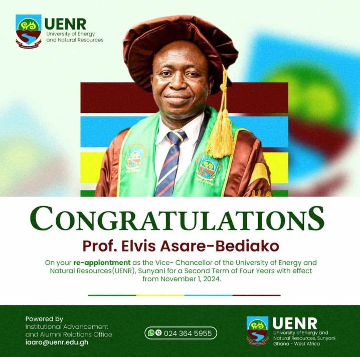 I have been re-appointed as the Vice Chancellor of the University of Energy and Natural Resources, Sunyani for a second Term of Four years effective 1st November, 2024.

Join me, let's make the best out of it together.