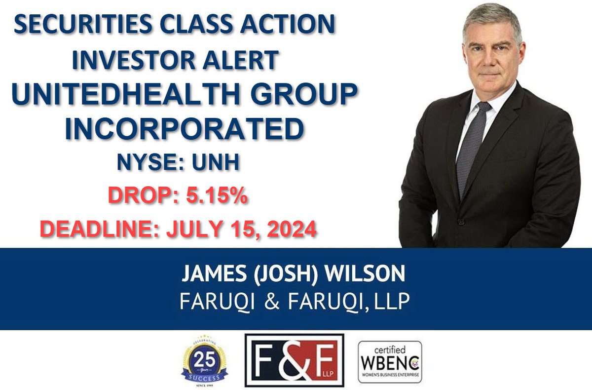 UnitedHealth Group Incorporated Class Action Lawsuit $UNH   

UnitedHealth Deadline: July 12, 2024        

Learn More Here: faruqilaw.com/UNH

#faruqilaw #NYSE #NYSEListed #stocks #stockmarketnews #StocksInNews #Investing