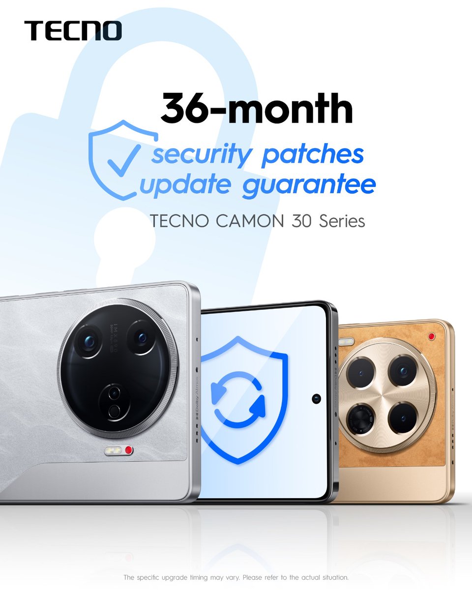 The CAMON 30 Series offers Android updates guaranteed up to Android 16 and security patches update guarantee, keeping your device fresh, relevant, and ready for whatever the future holds. #AndroidUpdates #LeadingRole #CAMON30Series