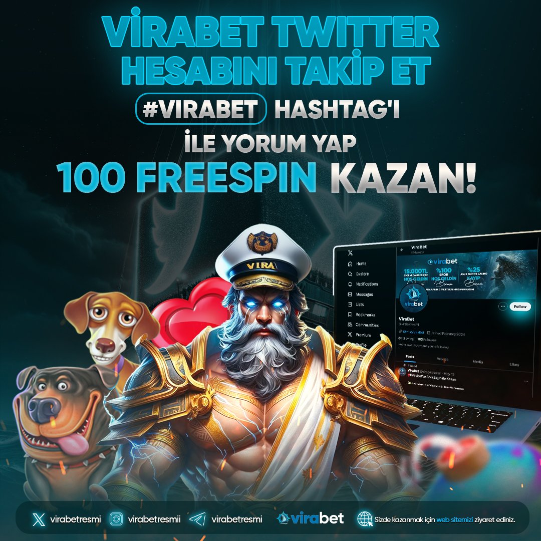 📢Virabet'le Sen De Kazan 🔵Virabet Twitter Hesabını Takip Et 🔴#virabet hashtag'i ile Gönderilere Yorum Yap 🟢Ekran Görüntüsünü Formdan İlet 🔽 forms.gle/eGxPRAyXTrimkX 👑100 Freespini kap 📌Virabet Giriş: t2m.io/ViraBet