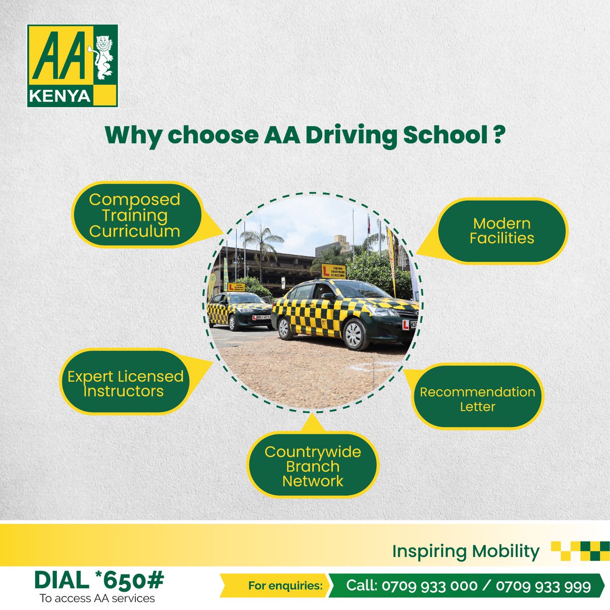 Choose AA Driving School for your learning journey! With expert instructors, modern facilities, and branches all over the country, we are here to help you drive safely and confidently. Register at bit.ly/30geCBr or call us on 0709933000/999 to book your slot.