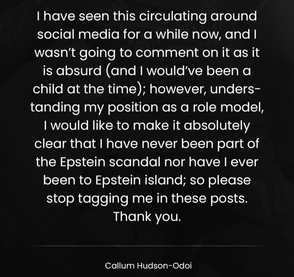 @StokeyyG2 hudson odoi having to deny he was on epstein’s island