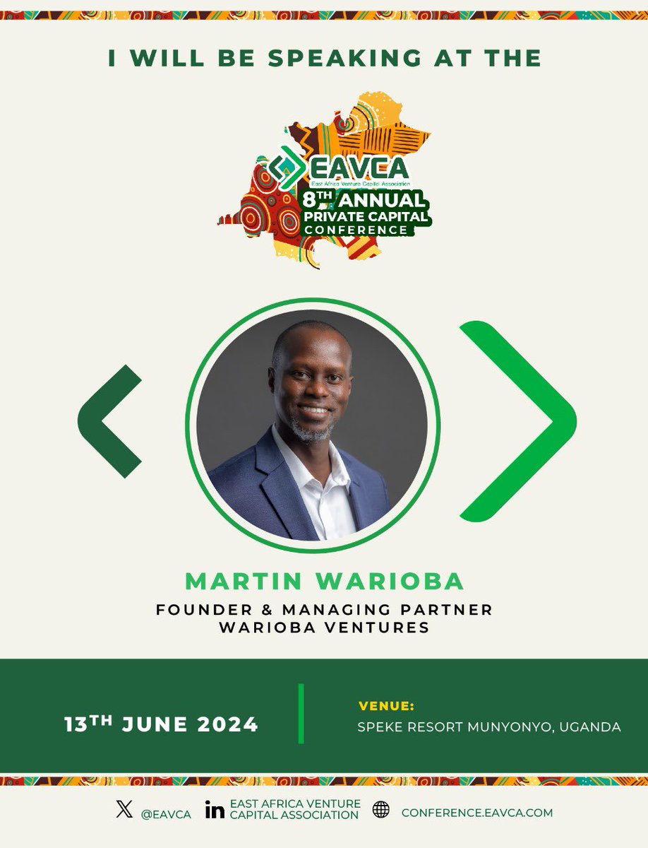 We always look forward to @EAVCA Annual Conference. This year, our founder @martinwarioba will participate as a speaker and share his insights in the  panel session titled 'Expanding Horizons: Navigating Deal Origination Complexities in East African Frontier Markets”. (1/3)