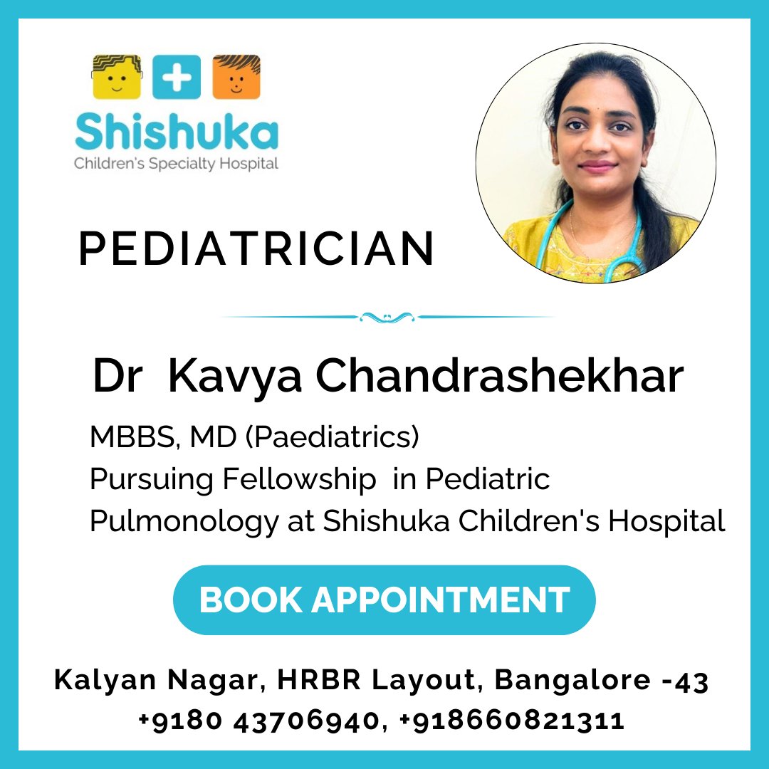 Dr Kavya Chandrashekhar is our Pediatric Consultant. 
Book appointments for 
#SleepCouncelling
#SkinPrickTest
#SleepStudy
#PediatricPulmonology
#FOTtest
#Spirometry
#PediatricAllergies
Call +9180-43706940, +918660821311
Or book appointment on our hospital mobile app