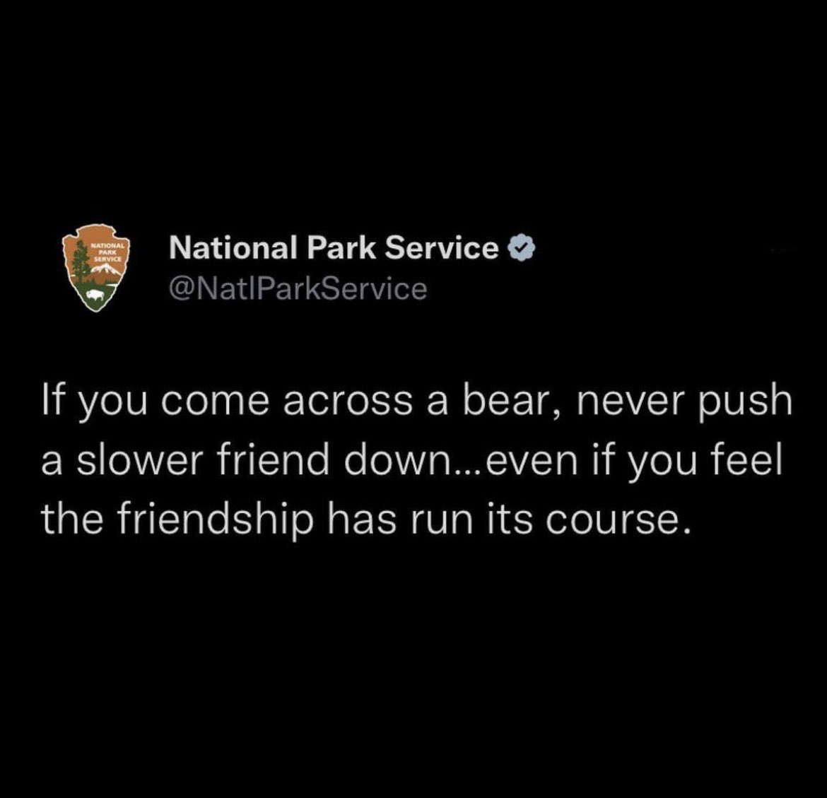 Stephanie Burns (@ssgtburns) on Twitter photo There is nothing I like better than a PR department with a sense of humour. This account is funny and educational, give it a follow <a href="/NatlParkService/">National Park Service</a> There is nothing I like better than a PR department with a sense of humour. This account is funny and educational, give it a follow <a href="/NatlParkService/">National Park Service</a>