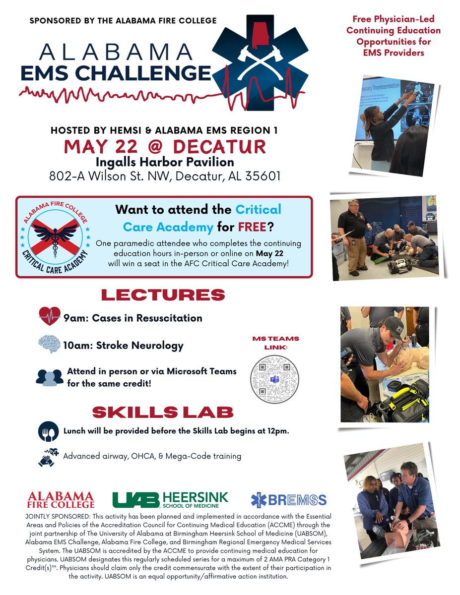 Will Ferguson M.D. (@emsdocferg) on Twitter photo We are in Decatur with with AERO region 1 this week, Come train with us !meet our chief resident ! <a href="/UABEMResidents/">UAB Emergency Medicine Residency Program</a> <a href="/UABEmergencyMed/">UAB Emergency Medicine</a> <a href="/EmsUab/">UAB_EMS</a> <a href="/ALFireCollege/">Alabama Fire College</a> <a href="/naemspalabama/">NAEMSP Alabama Chapter</a> <a href="/emresidents/">emresidents</a> <a href="/AlabamaACEP/">Alabama ACEP</a> <a href="/bhamfirerescue/">Birmingham Fire & Rescue Service (BFRS)</a> <a href="/dylana_adams/">Dylana Adams, MD</a> We are in Decatur with with AERO region 1 this week, Come train with us !meet our chief resident ! <a href="/UABEMResidents/">UAB Emergency Medicine Residency Program</a> <a href="/UABEmergencyMed/">UAB Emergency Medicine</a> <a href="/EmsUab/">UAB_EMS</a> <a href="/ALFireCollege/">Alabama Fire College</a> <a href="/naemspalabama/">NAEMSP Alabama Chapter</a> <a href="/emresidents/">emresidents</a> <a href="/AlabamaACEP/">Alabama ACEP</a> <a href="/bhamfirerescue/">Birmingham Fire & Rescue Service (BFRS)</a> <a href="/dylana_adams/">Dylana Adams, MD</a>