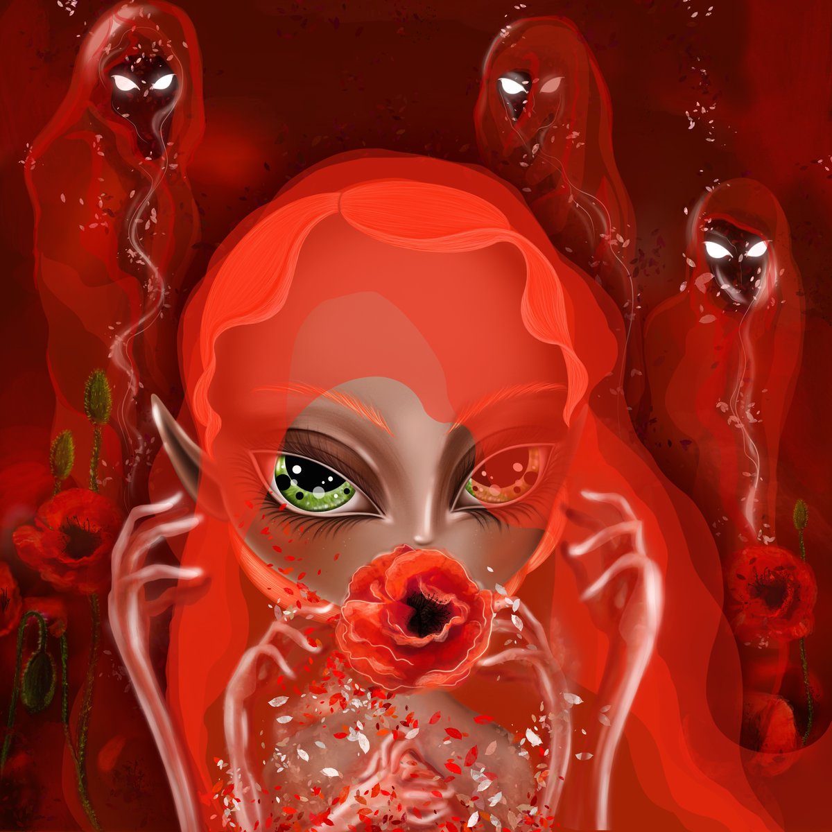 poppy❤️… flower of Morpheus - the god of dreams. A guide to the world of illusions. The poppy is also the flower of Persephone - the ancient Greek goddess of fertility and the kingdom of the dead
 #ApocalypseNFT #SolanaNFTs #NFTCollection #NFT #thursdayvibes #WIP #OGWNFT #OGWart