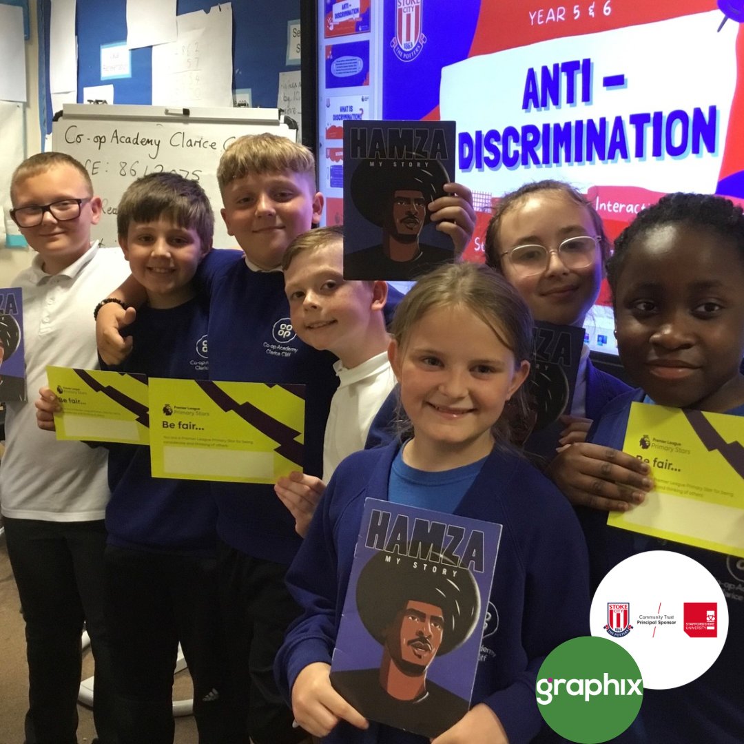 More than just a football club! ❤️🤍 Our #PLPrimarystars team had the pleasure of delivering our anti-discrimination workshop with two Yr6 classes from Clarice Cliff Primary school. Find out more by contacting richard.adams@stokecityfc.com @PLCommunities