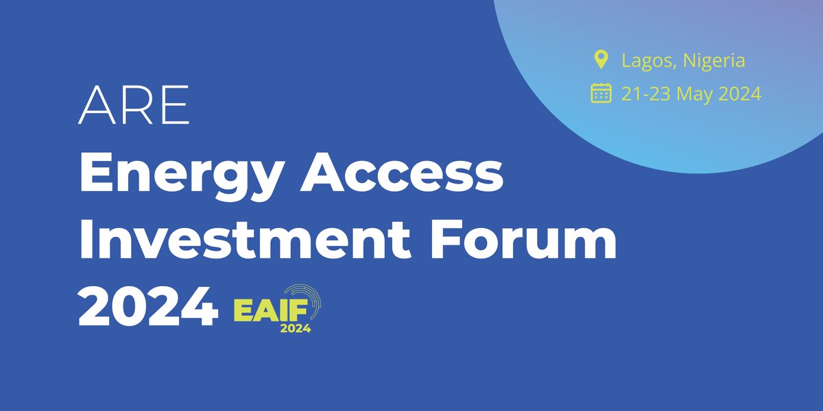 🚨 The #EnergyAccess Investment Forum starts tomorrow!

Date: May 21-23
Location: #Nigeria & online

➡️ Register: bit.ly/3T3MaNO

@RuralElec @GET_invest @EUinNigeria #impinv #ImpactInvesting #EAIF2024 #BusinessDevelopment #RenewableEnergy #ClimateChange #sustainability