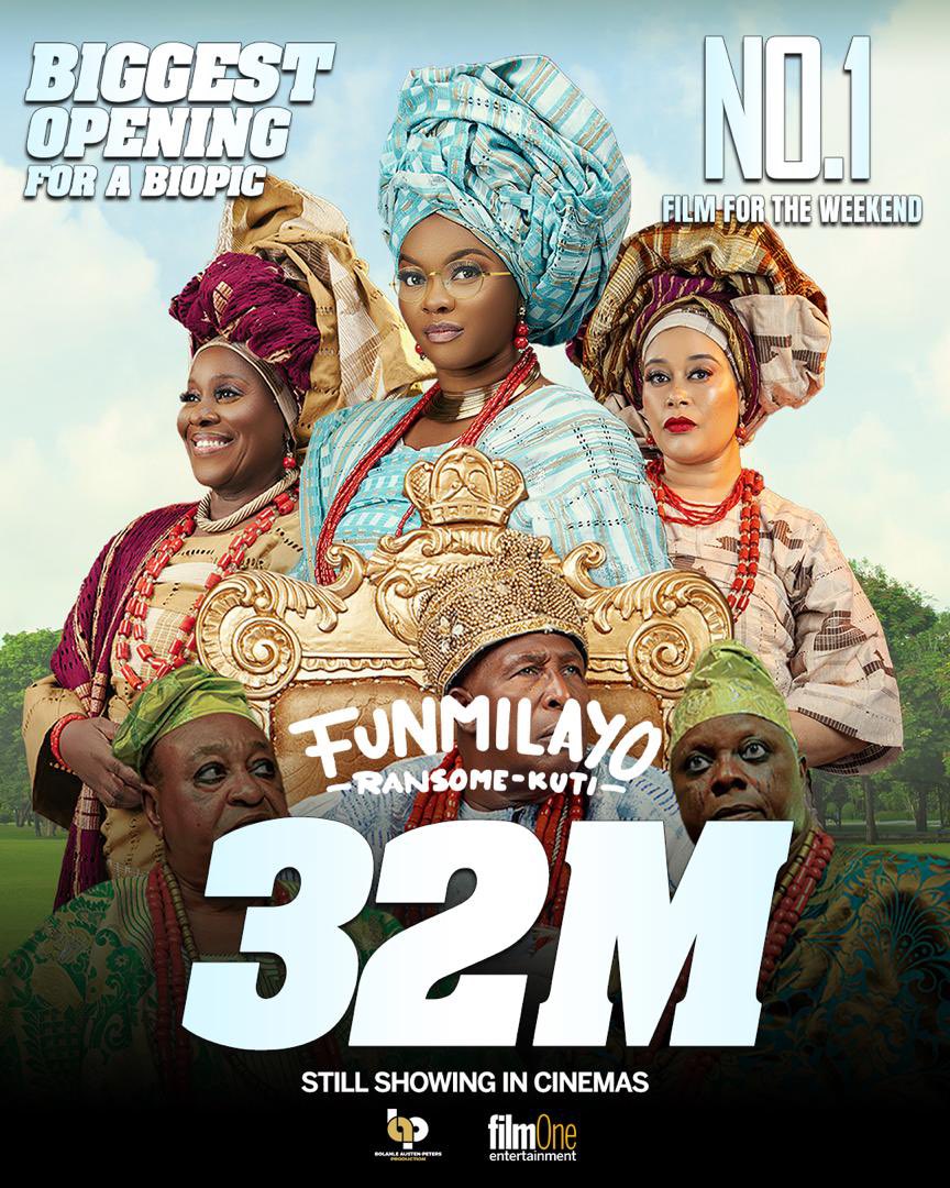 BIG NEWS!!! 🎉 🎉💃💃

#FunmilayoRansomeKuti smashed the box office over the weekend! 💥

Thank you, Nigerians, for the incredible support and for watching this biopic.

If you haven't seen #FunmilayoRansomeKuti, make sure to make it a date this week to see it!🍿 

#FRKtheMovie