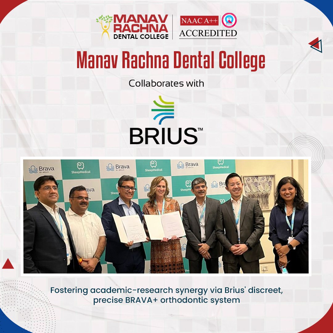 Manav Rachna Dental College (MRDC) forges ahead with cutting-edge innovations! 🔬 We're elated to announce our international collaboration with SheepMedical India and BRIUS Technologies US. This strategic partnership aims to harness Brius' revolutionary BRAVA+ system, introducing