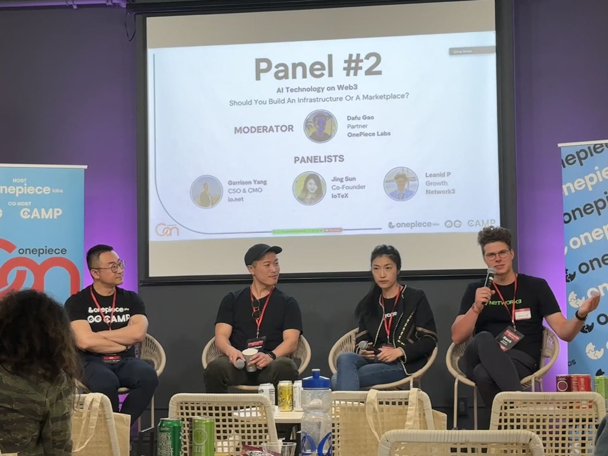 🌟At the OnePieceLabs event in San Francisco yesterday, we hosted an engaging panel featuring Jing Sun, co-founder of #IoTeX. 💡We explored the future of #DePIN and #AI together and are passionate about our shared vision! 💪The session was filled with fruitful insights and