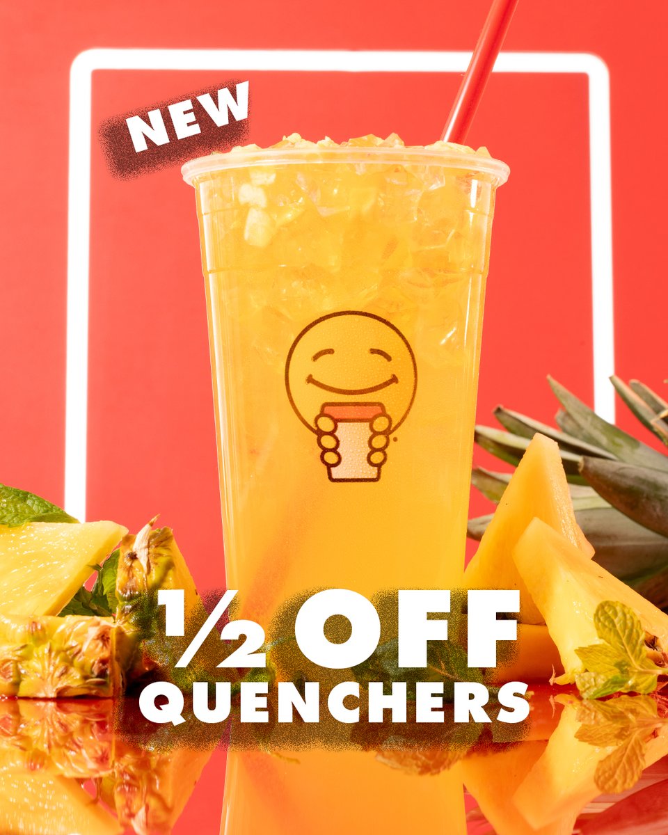 Mondays just got a whole lot sweeter 🤗 Enjoy 1/2 off NEW Scooter's Quenchers™ TODAY!!* 🍍 🍓Try the NEW flavors in Pineapple Mint 🍍🍃and Strawberry Lime 🍓💚 *Valid one per customer on May 20, 2024, only when you pay or scan with your mobile app. #scootonaround