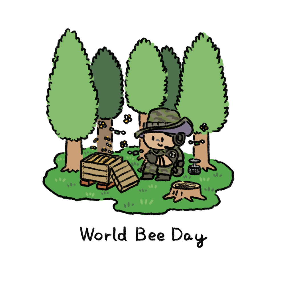 As a reminder that every role matters, today is... 
World Bee Day! 🐝🌍

Our friend Grim understands how bees support us all 🫶

🖌️🎨 @tomoya_mizo
