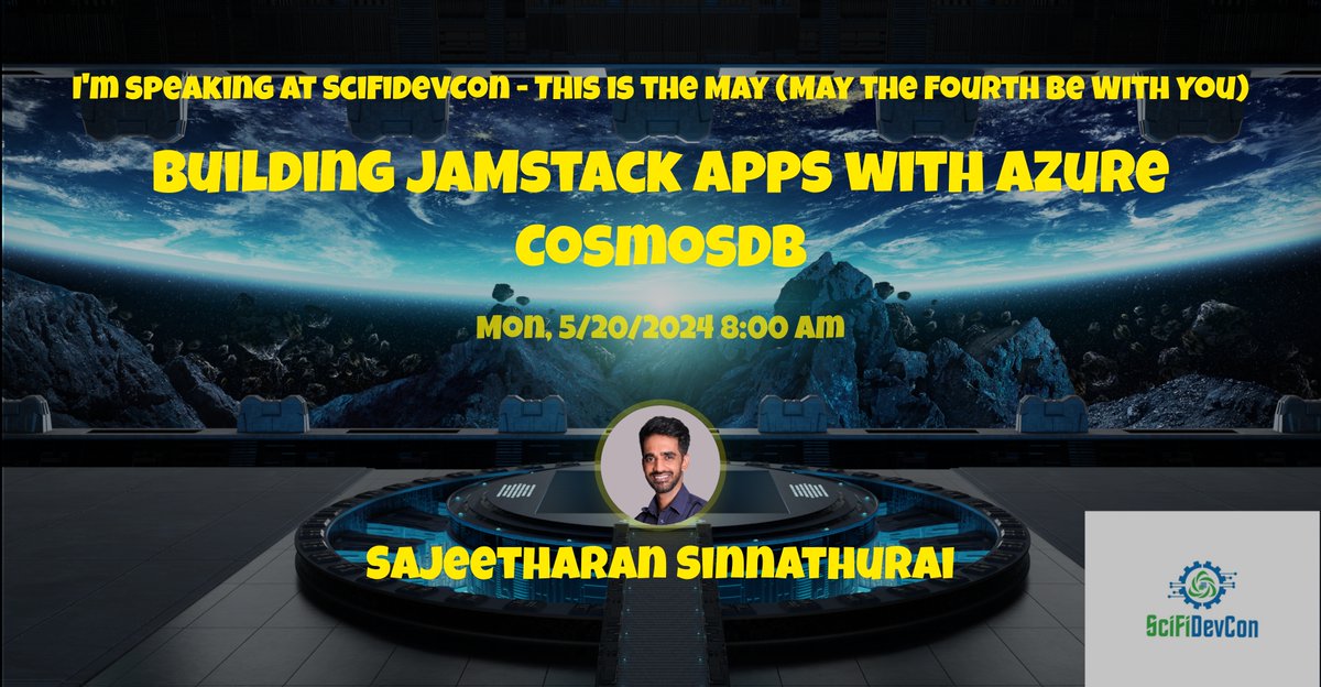 Today we have @kokkisajee showing us how to build JAMstack apps with Azure CosmosDB! #MVPBuzz #SciFiDevCon scifidevcon.com/courses/2024-s…