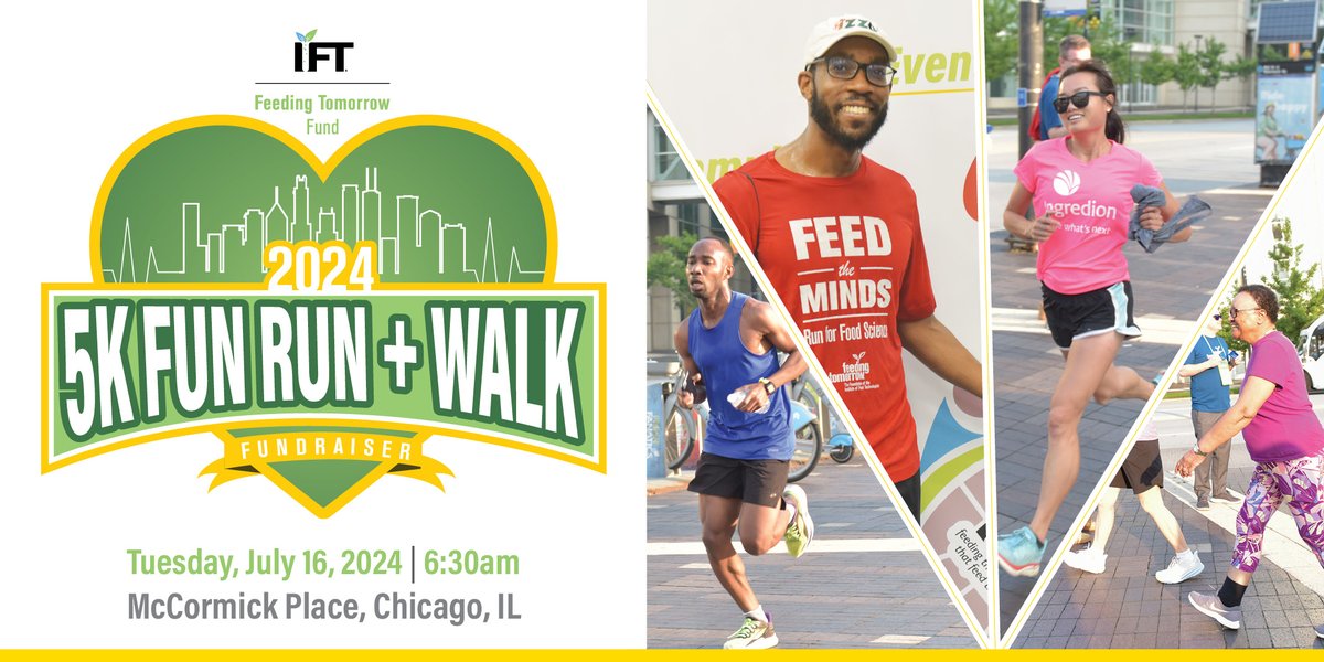 Get active and give back during #IFTFIRST at the 2024 #FeedingTomorrow Fund 5K Fun Run + Walk! 🏃‍♂️🏃‍♀️ Add this to your IFT FIRST registration to break a sweat, connect with fellow attendees, and support the next generation of food scientists. Learn more: hubs.ly/Q02xCf410