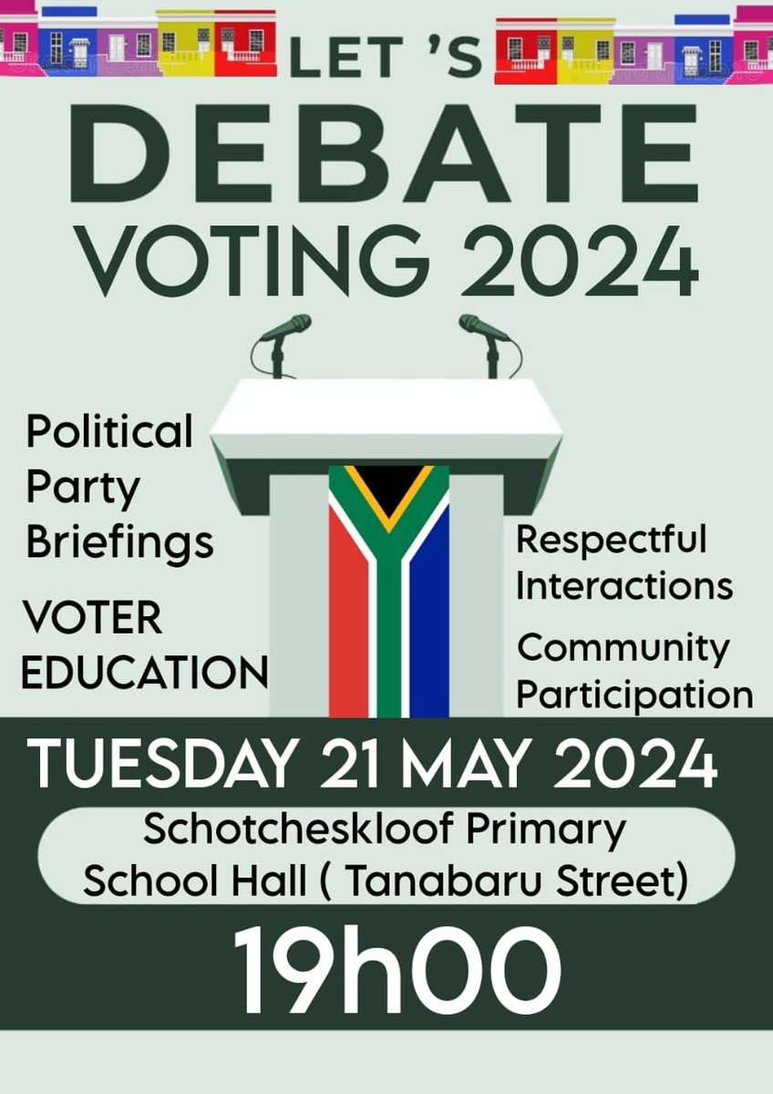 Zackie2024's tweet photo. EVENT | @ZackieAchmat joins the Bo-Kaap Civic and Ratepayers Association Election Town Hall event tomorrow evening.
WHEN: 20 May
TIME: 19:00
WHERE: Schotcheskloof Primary School Hall, Tanabaru Street
#VoteZackie #OurMP #FixTheState #BuildOurCommunities https://t.co/6o7ym6QioU
