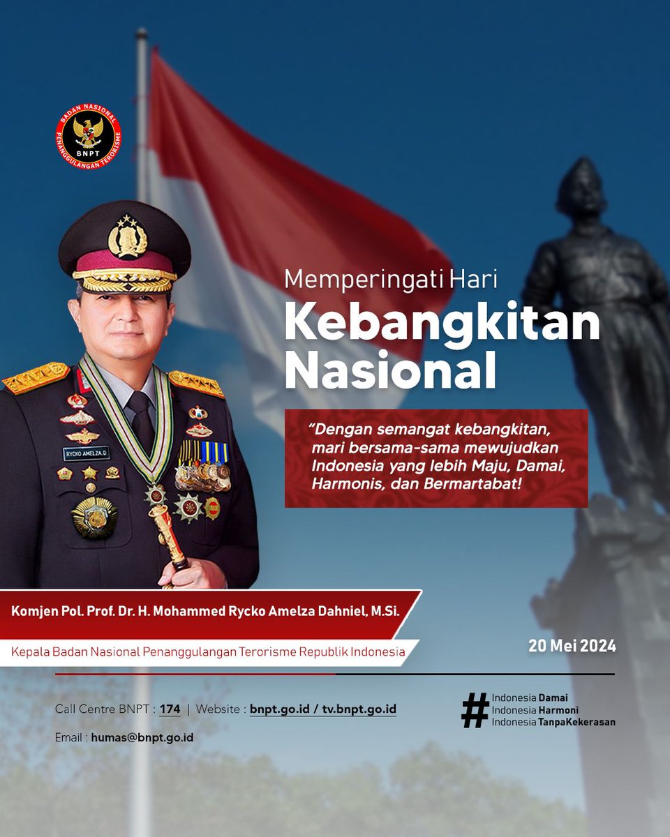 Dengan semangat Hari Kebangkitan Nasional, mari menjaga persatuan dan keberagaman bangsa untuk mewujudkan Indonesia yang harmoni dan maju.