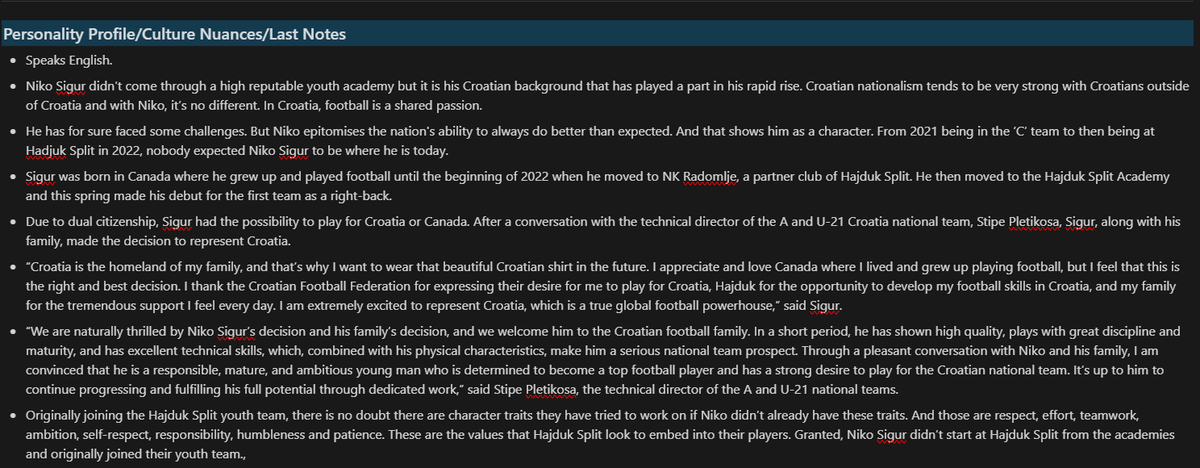 RdfTactics's tweet photo. 🚨 Niko Sigur (🇭🇷, 20) Scout Report ✍️ A Wonderkid NOBODY saw coming

Canadian-born who, in 2019, was playing for a 'C' team in Canada to then make his Hajduk Split debut in 2023.

✅ Modern Day Full-back ✅ Ground Duel Dominance ✅ Excellent Technical Skills ✅ Good Physical Characteristics ✅ Adaptability

https://t.co/VT9cOC8aY5