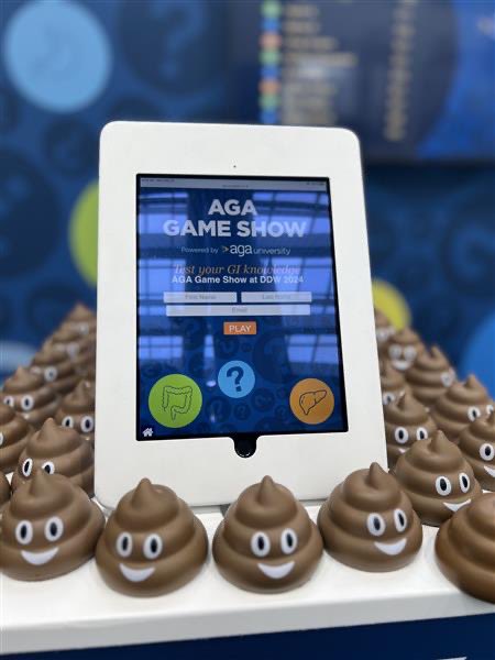 First 150 players to play the AGA game show today receive a FREE 💩 stress reliever. 🤩 Bring your #AGAGastroSquad, test your GI knowledge and get #OnTheLeaderboard! 📍 AGA Central