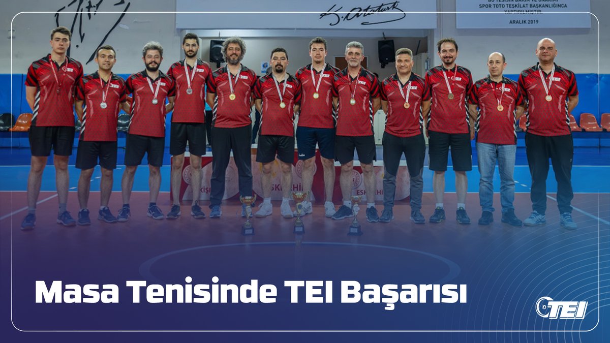 Eskişehir Kurumlar Arası Masa Tenisi Turnuvası'nda podyumda TEI var! 3 takımla katıldığımız turnuvada ilk 3 sırayı elde eden takımlarımıza Türkiye Kurumlar Arası Masa Tenisi Şampiyonası'nda başarılar diliyoruz! #TEI #GücünKaynağı