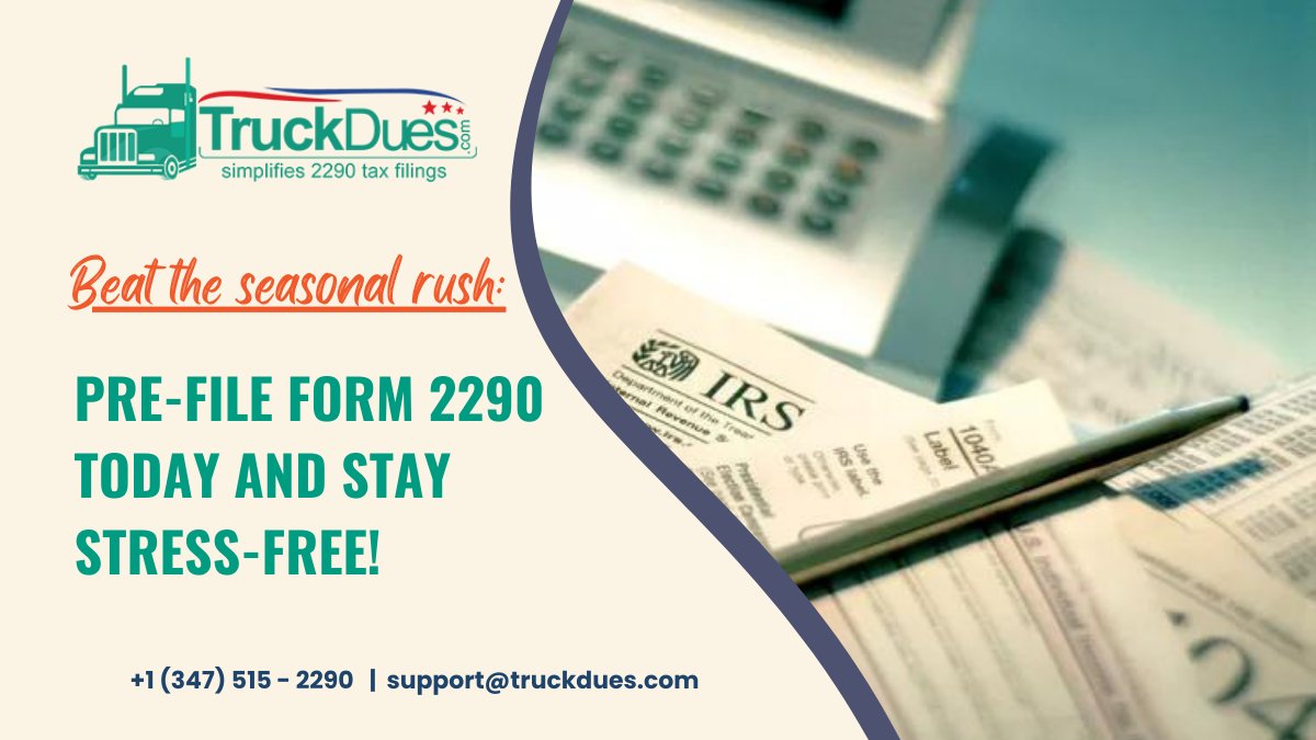 We are accepting Form 2290 HVUT returns for the upcoming tax period, 2024-2025. Pre-file Form 2290 in TruckDues.com starting from today!
#prefilling
#taxseason
#EfileNow
#Form2290
#form2290prefile