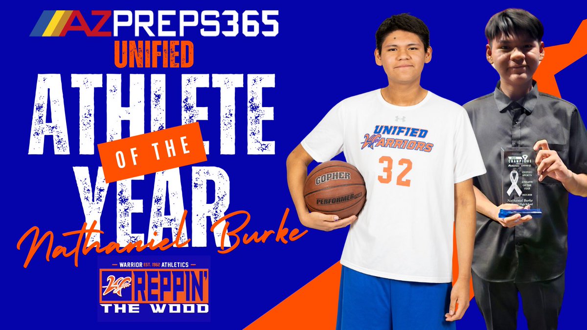 Congratulations to our very own Nathaniel Burke for being named the @AZPreps365 and @PlayUnified Athlete of the Year! Nathaniel continues to crush it season after season for our @unifiedwarriors! Keeping Reppin’ the Wood. #repthewood @mpsaz @SOArizona @EubanksAD @ZachAlvira